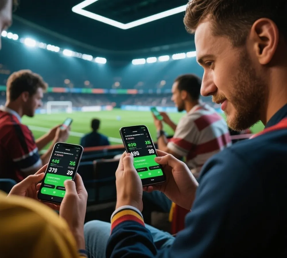 球迷使用手機查看世界盃資訊